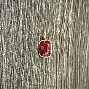 Garnet Pendant Charm in solid 14k Yellow Gold 8x6 mm